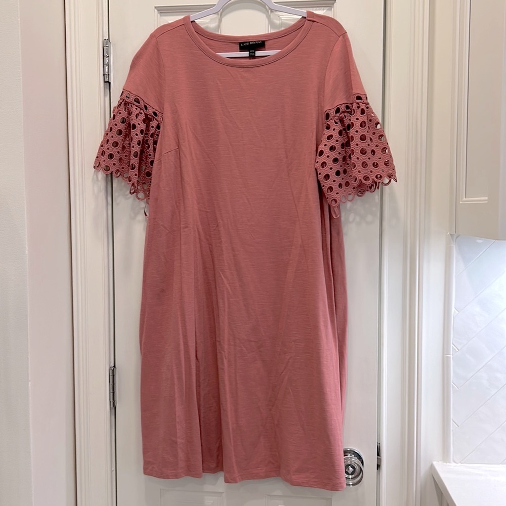 Lane Bryant Plus NWT 100% Cotton Pink Clay Dress w/ Lace Sleeves sz.14 or 16 NWT